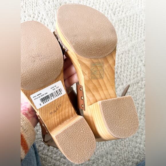 Rag & Co NWT Samara wooden clogs heel leather strap snake print boho summer 9 - Picture 8 of 11